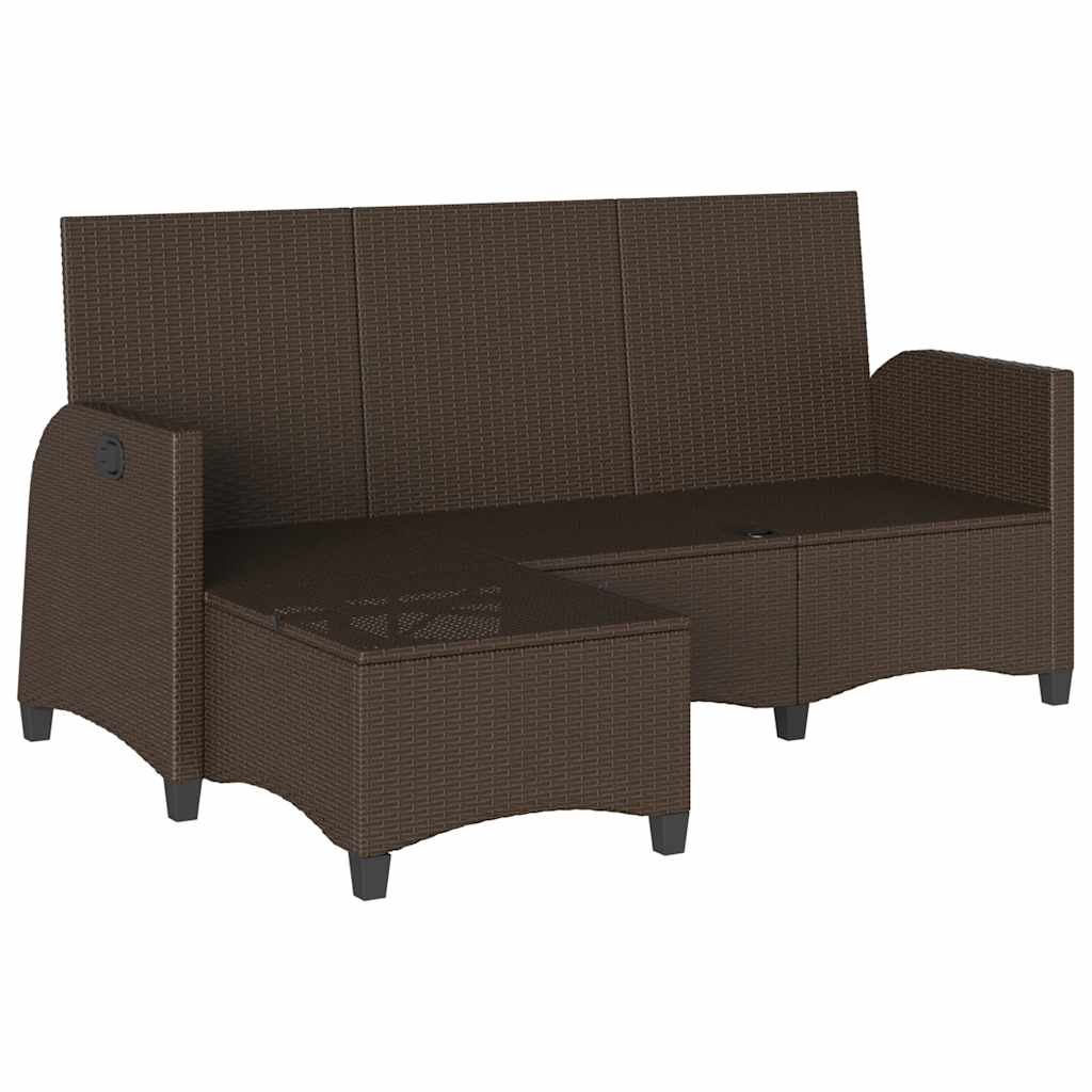 Divano Reclinabile Giardino con Cuscini a L Marrone Polyrattan 4108239