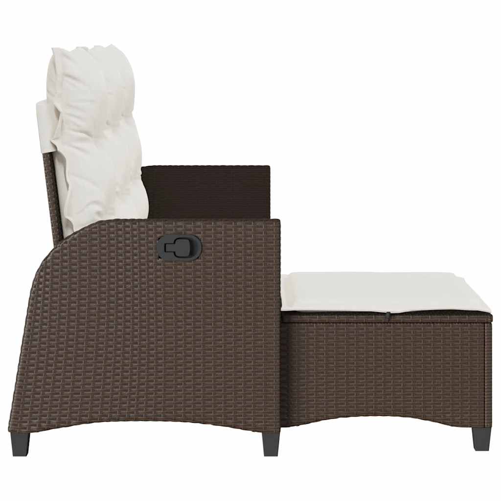 Divano Reclinabile Giardino con Cuscini a L-Sofa da Giardino-Divano da esterno Marrone Polyrattan