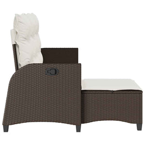 vidaXL Divano Reclinabile Giardino con Cuscini a L Marrone Polyrattan