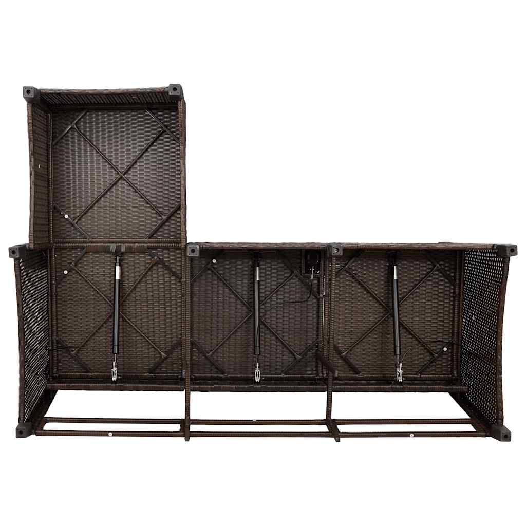 vidaXL Divano Reclinabile Giardino con Cuscini a L Marrone Polyrattan