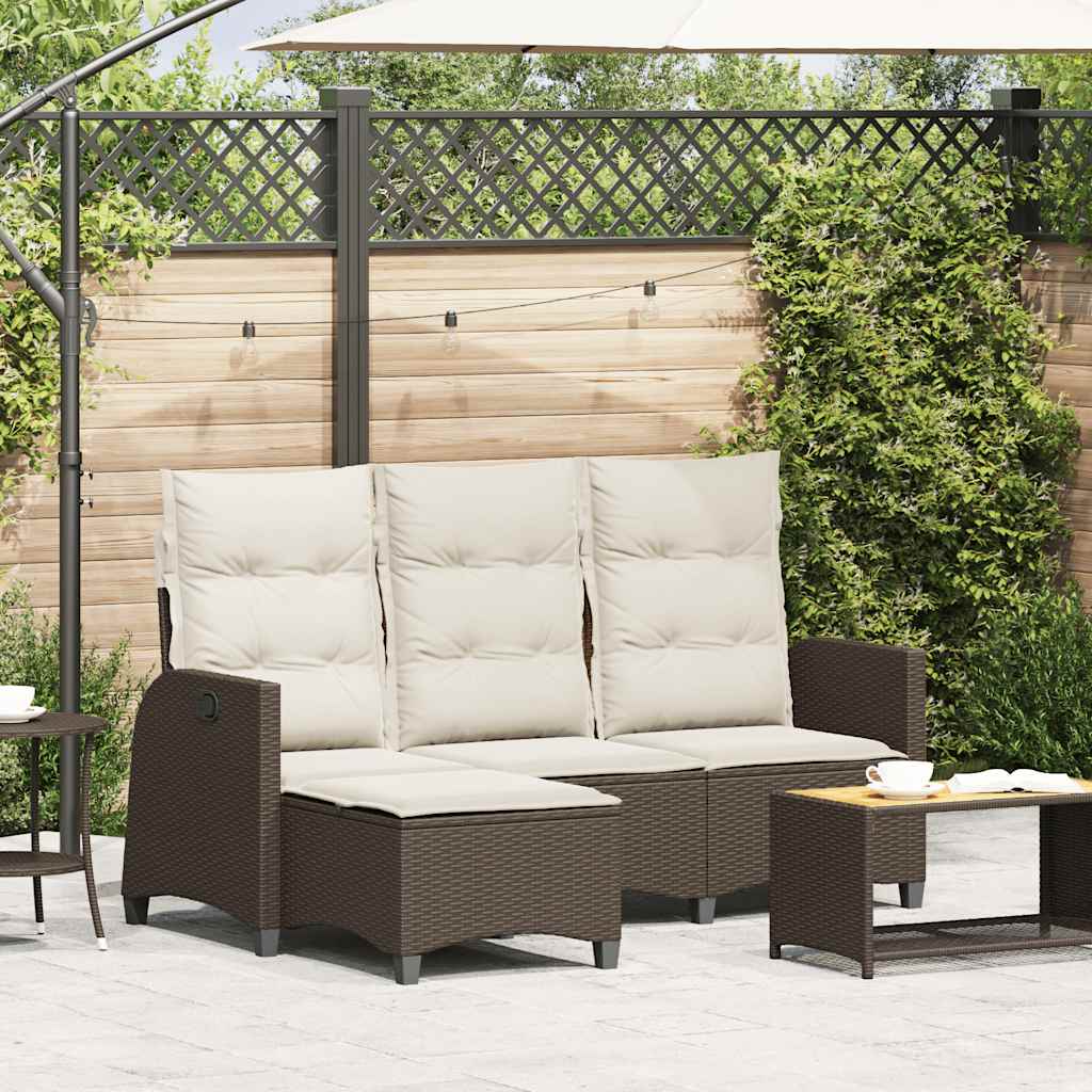 Divano Reclinabile Giardino con Cuscini a L Marrone Polyrattan 4108239