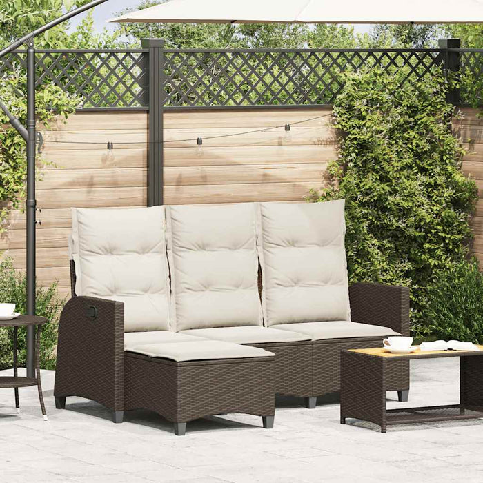 Divano Reclinabile Giardino con Cuscini a L Marrone Polyrattan 4108239