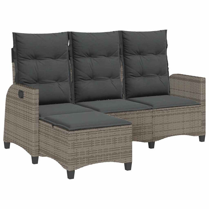 Divano Giardino Reclinabile a L con Cuscini Grigio Polyrattan 4108240