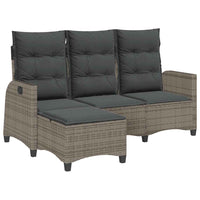 Divano Giardino Reclinabile a L con Cuscini-Sofa da Giardino-Divanetto da esterno Grigio Polyrattan 629973