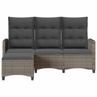 Divano Giardino Reclinabile a L con Cuscini-Sofa da Giardino-Divanetto da esterno Grigio Polyrattan 629973
