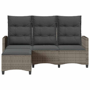 Divano Giardino Reclinabile a L con Cuscini-Sofa da Giardino-Divanetto da esterno Grigio Polyrattan 629973