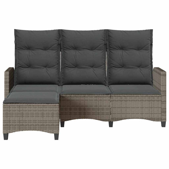 Divano Giardino Reclinabile a L con Cuscini-Sofa da Giardino-Divanetto da esterno Grigio Polyrattan 629973