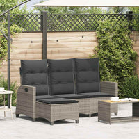 Divano Giardino Reclinabile a L con Cuscini Grigio Polyrattan 4108240