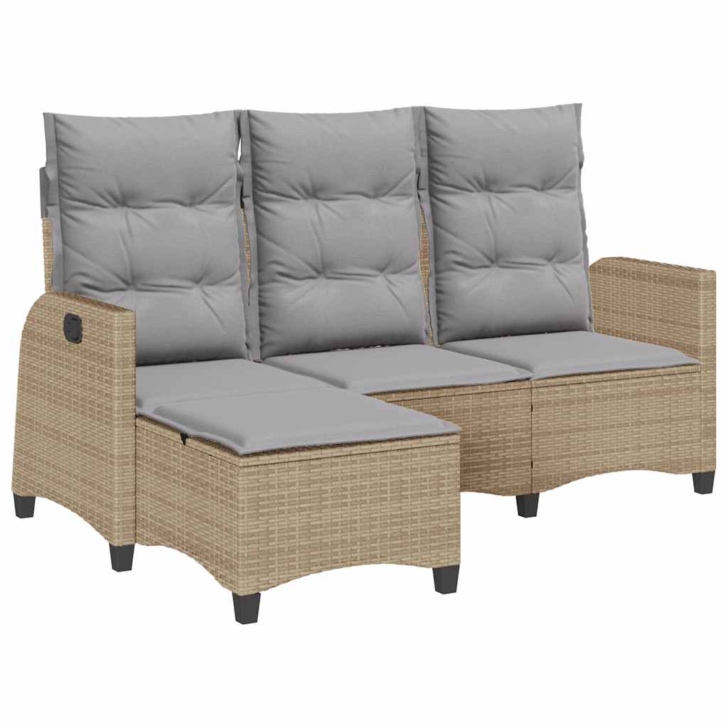 Divano da Giardino Reclinabile con Cuscini a L Beige Polyrattan 4108241