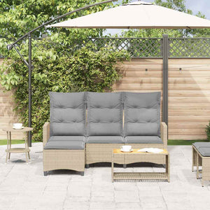 Divano da Giardino Reclinabile con Cuscini a L Beige Polyrattan 4108241