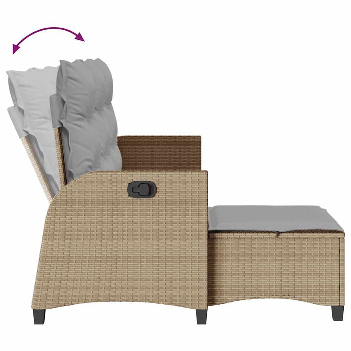 Divano da Giardino Reclinabile con Cuscini a L Beige Polyrattan 4108241