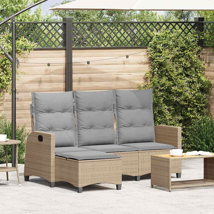 Divano da Giardino Reclinabile con Cuscini a L Beige Polyrattan 4108241