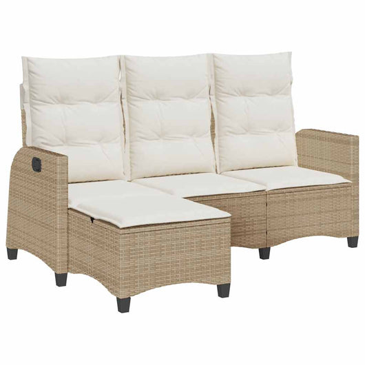 Divano da Giardino Reclinabile con Cuscini a L Beige Polyrattan 4108242