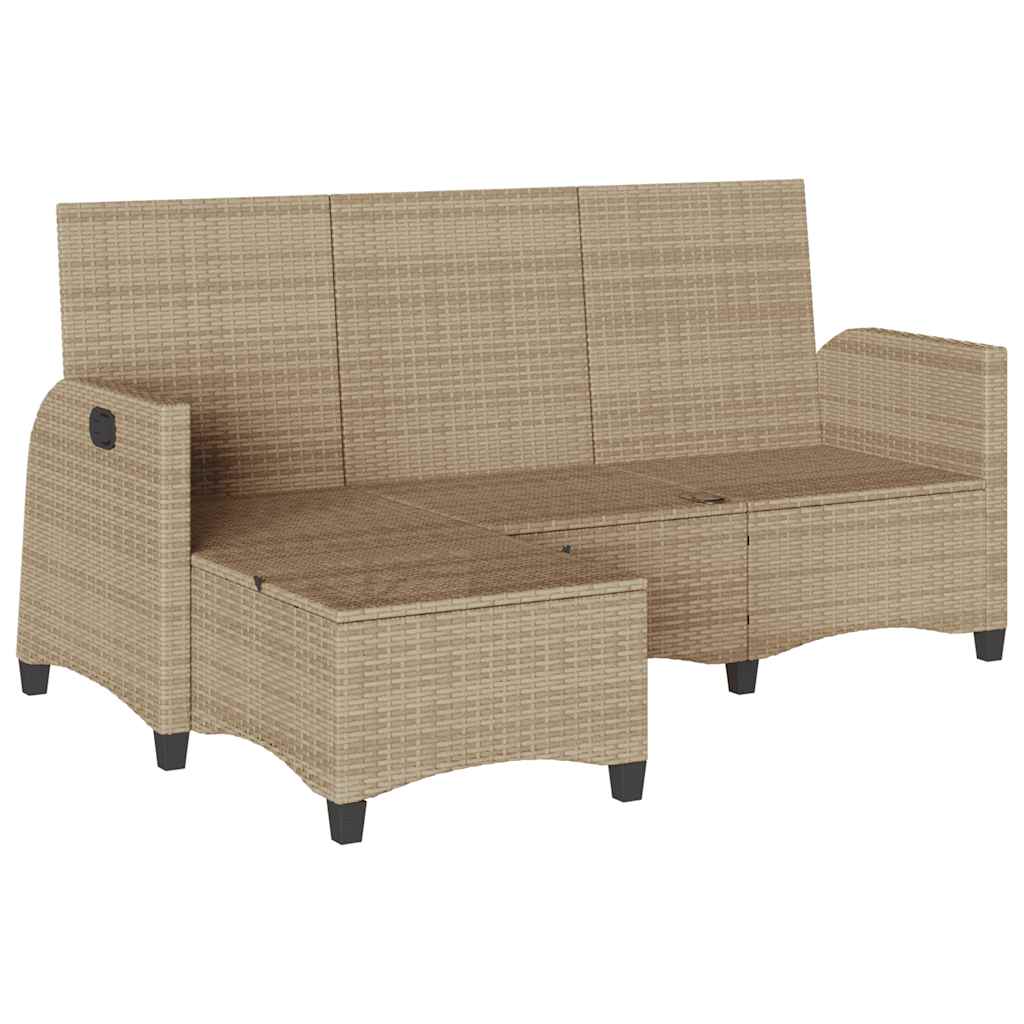 Divano da Giardino Reclinabile con Cuscini a L Beige Polyrattan 4108242