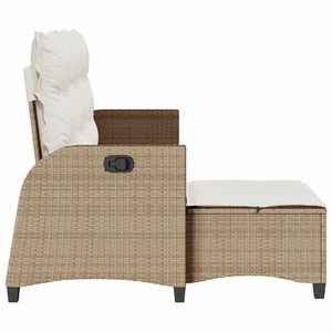 Divano da Giardino Reclinabile con Cuscini a L Beige Polyrattan 4108242