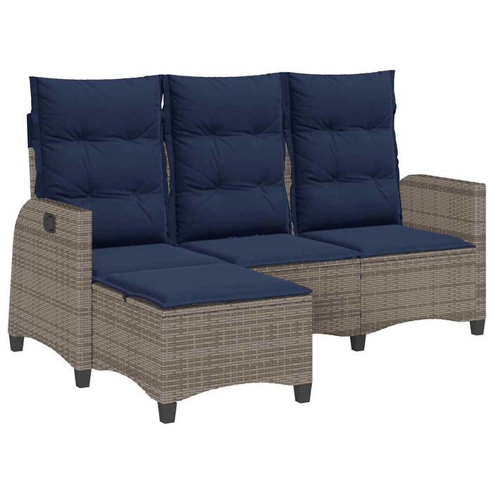 Divano Giardino Reclinabile a L con Cuscini Grigio Polyrattan 4108244