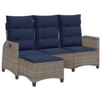 Divano Giardino Reclinabile a L con Cuscini-Sofa da Giardino-Divanetto da esterno Grigio Polyrattan 565210