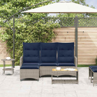 Divano Giardino Reclinabile a L con Cuscini Grigio Polyrattan 4108244