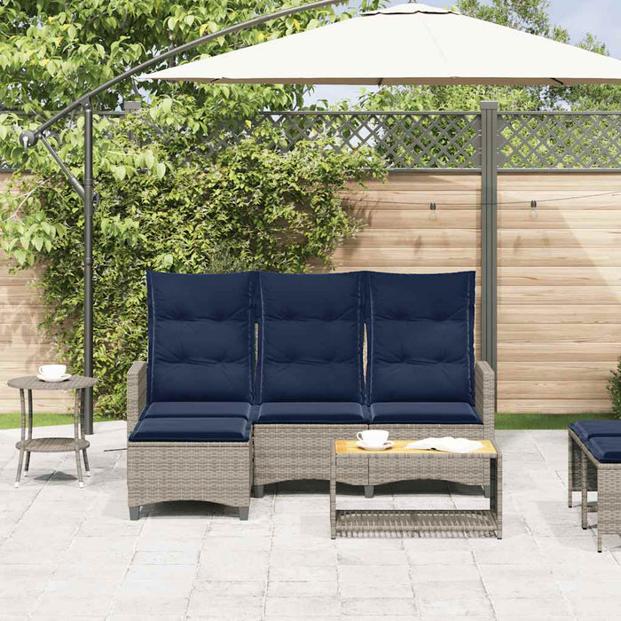 Divano Giardino Reclinabile a L con Cuscini Grigio Polyrattan 4108244