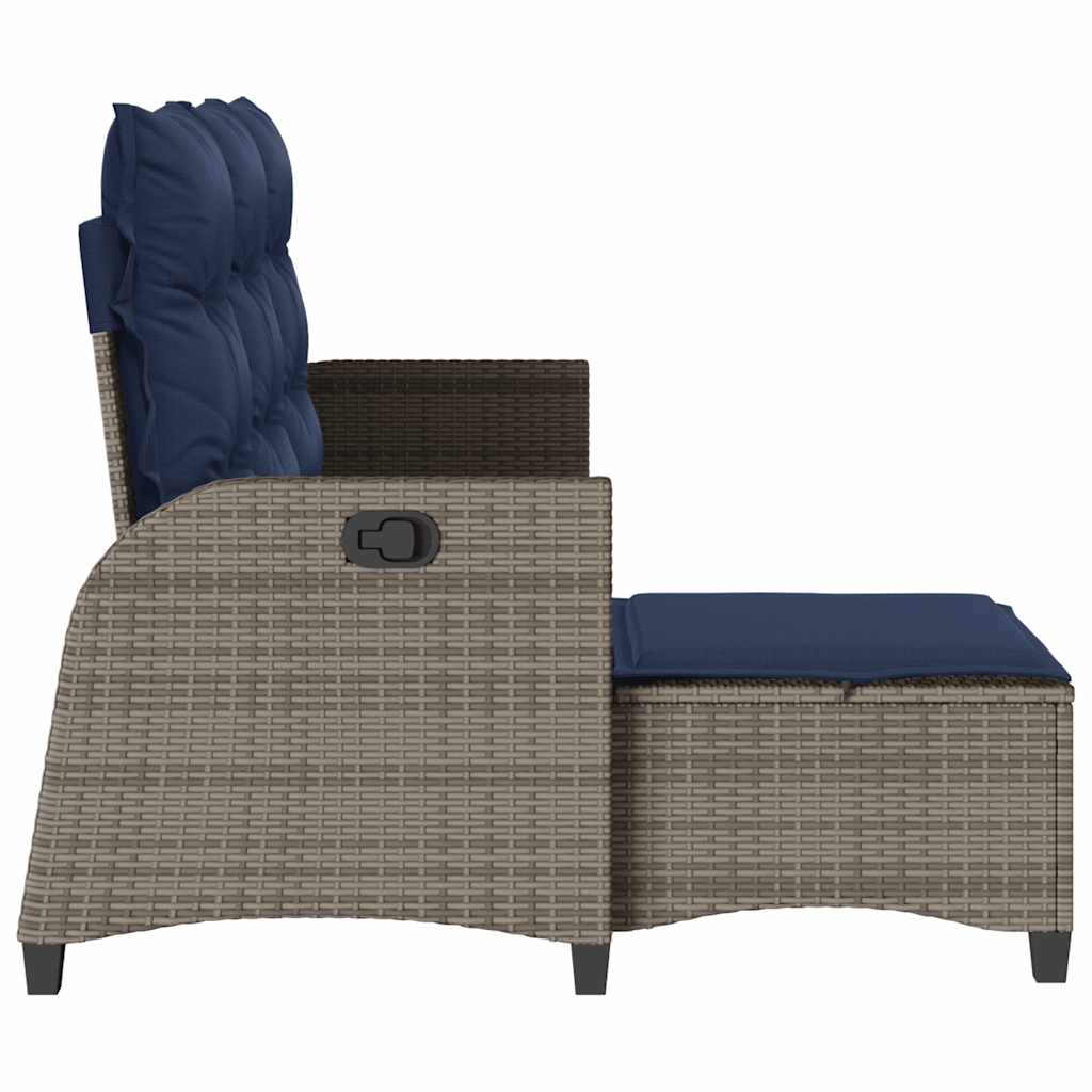 Divano Giardino Reclinabile a L con Cuscini Grigio Polyrattan 4108244