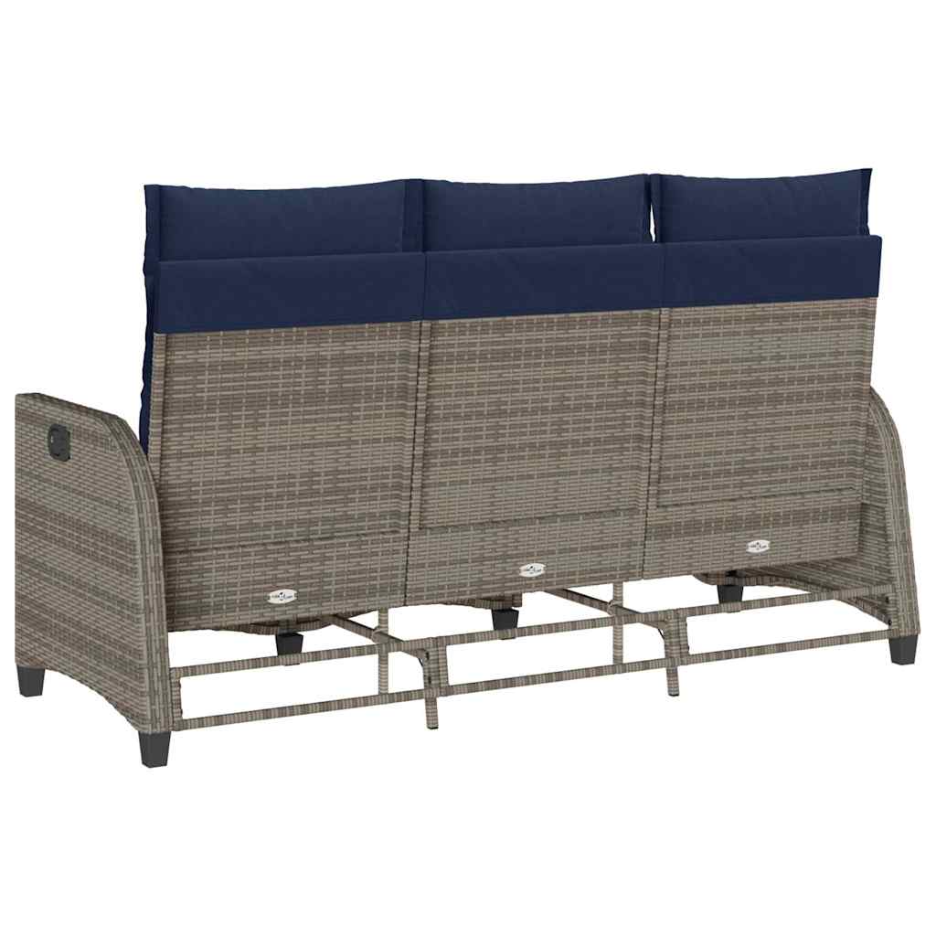 Divano Giardino Reclinabile a L con Cuscini Grigio Polyrattan 4108244