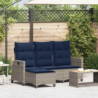 Divano Giardino Reclinabile a L con Cuscini Grigio Polyrattan 4108244