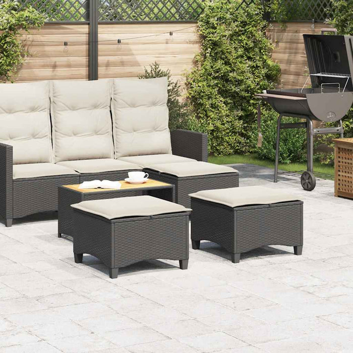vidaXL Sgabelli Giardino con Cuscini 2 pz Nero 55x55x36 cm Polyrattan