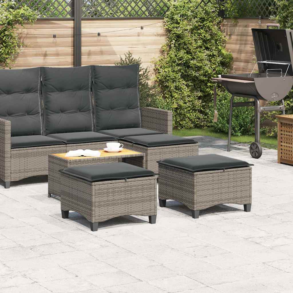 Sgabelli Giardino con Cuscini 2 pz Grigio 55x55x36cm Polyrattan 4108248