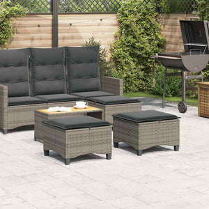 Sgabelli Giardino con Cuscini 2 pz Grigio 55x55x36cm Polyrattan 4108248
