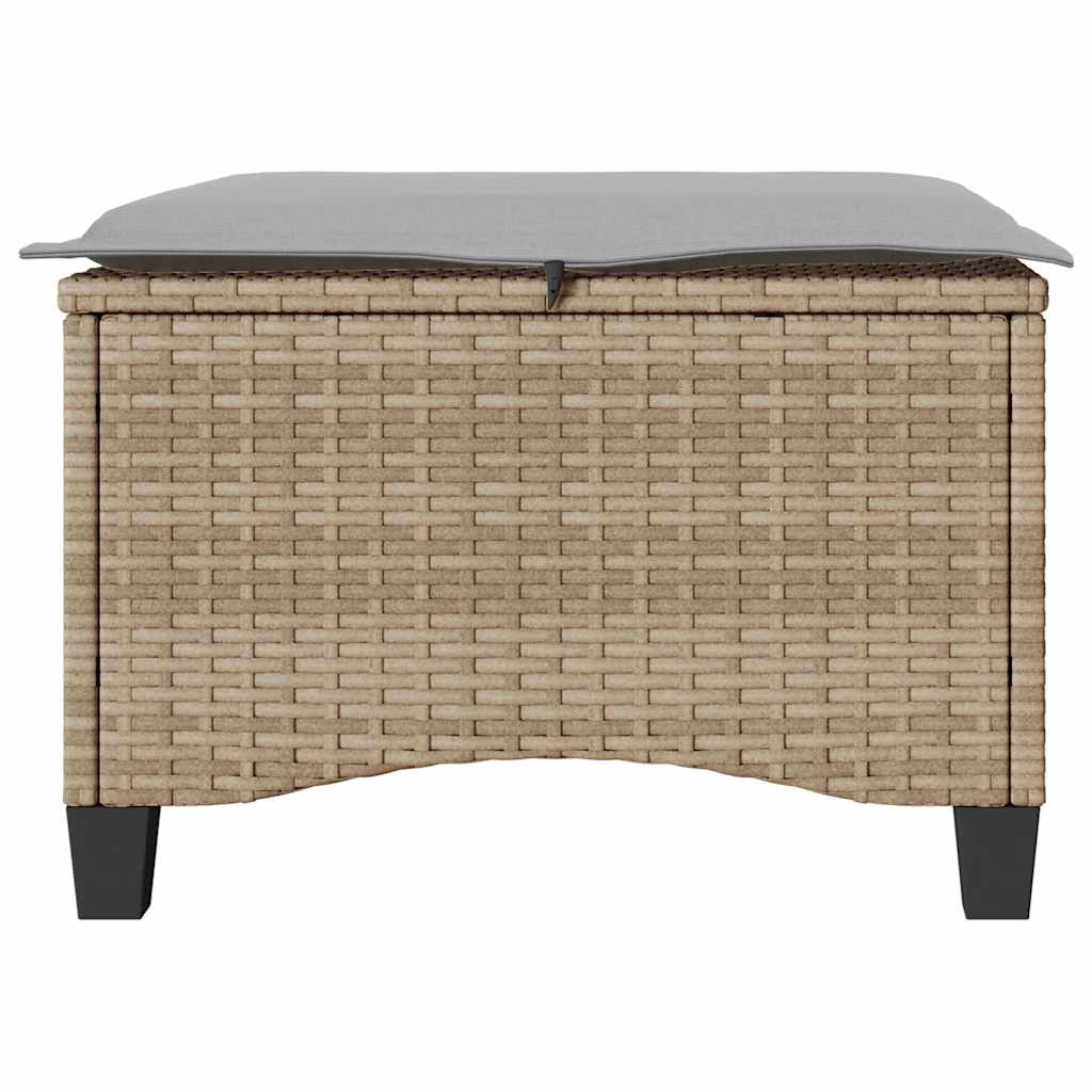 Sgabelli Giardino con Cuscini 4pz Beige 55x55x36 cm Polyrattan