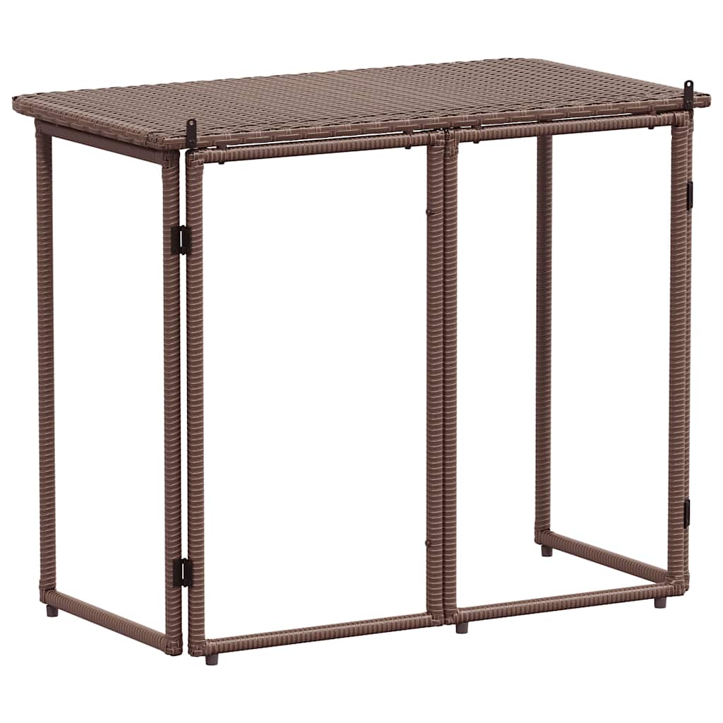 Tavolo Pieghevole da Giardino Marrone 90x51x75 cm Polyrattan 4108255