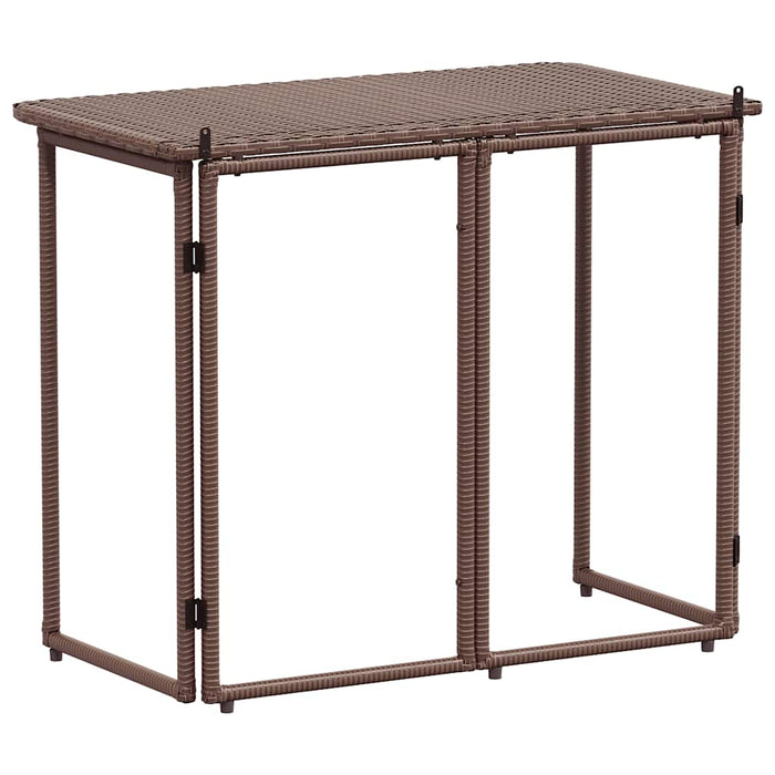 Tavolo Pieghevole da Giardino Marrone 90x51x75 cm Polyrattan