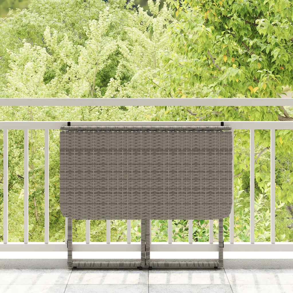 Tavolo da Giardino Pieghevole Grigio 90x51x75 cm in Polyrattan 4108256