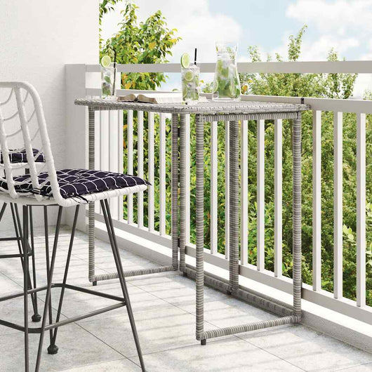 Tavolo da Giardino Pieghevole Grigio 90x51x75 cm in Polyrattan 4108256