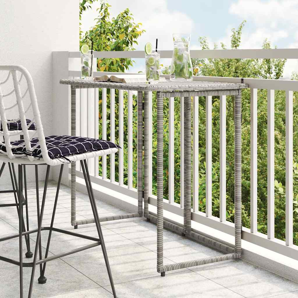 Tavolo da Giardino Pieghevole Grigio 90x51x75 cm in Polyrattan 4108256