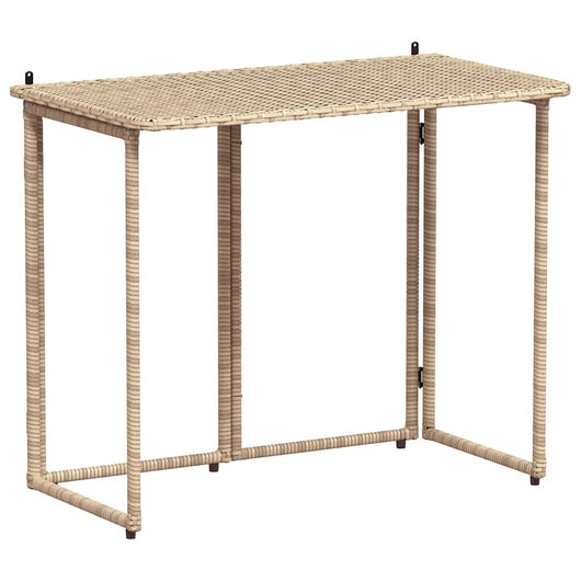 Tavolino da Giardino-Tavolo da Esterno-Tavolino da Patio Pieghevole Beige 90x51x75 cm in Polyrattan