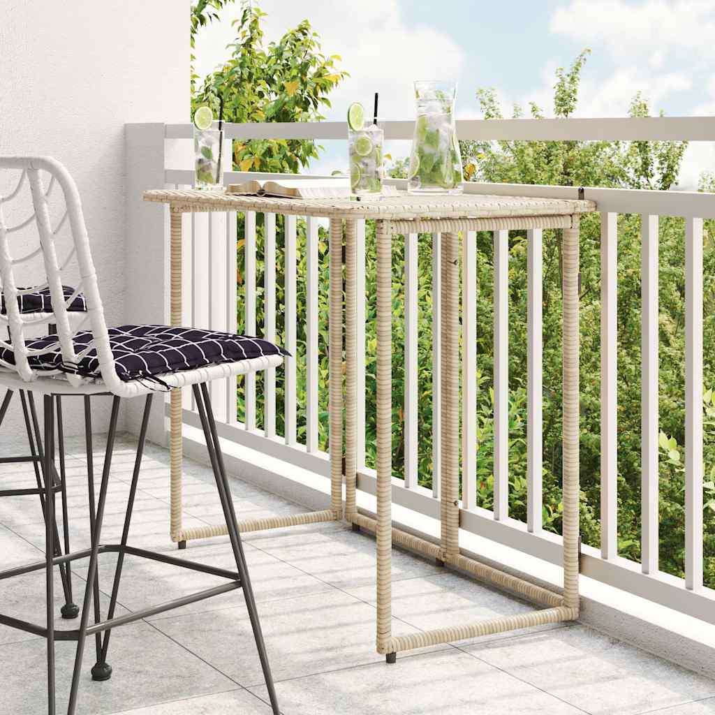 Tavolino da Giardino Pieghevole Beige 90x51x75 cm in Polyrattan 4108257