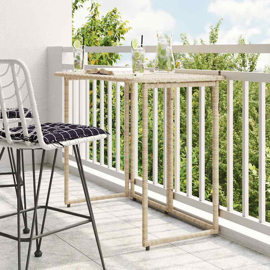 Tavolino da Giardino Pieghevole Beige 90x51x75 cm in Polyrattan 4108257