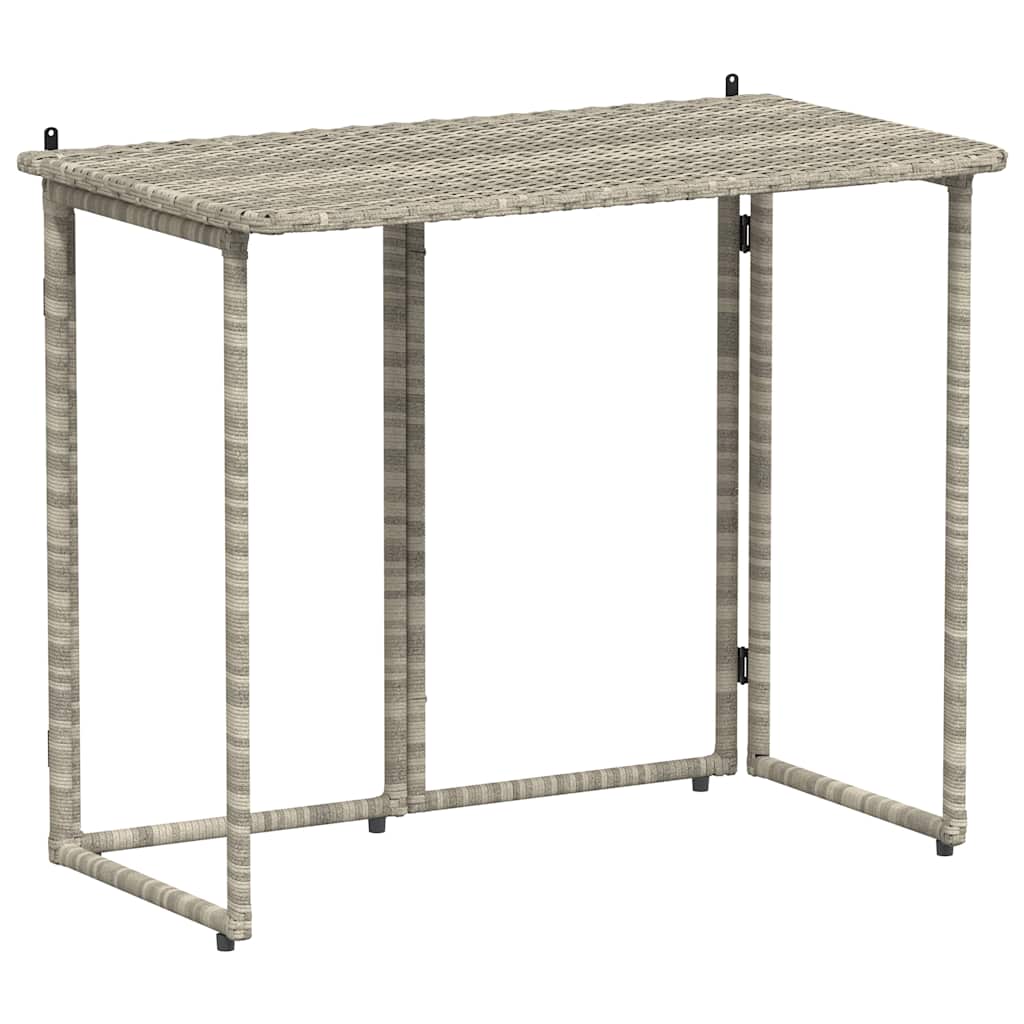 vidaXL Tavolo Giardino Pieghevole Grigio Chiaro 90x51x75 cm Polyrattan