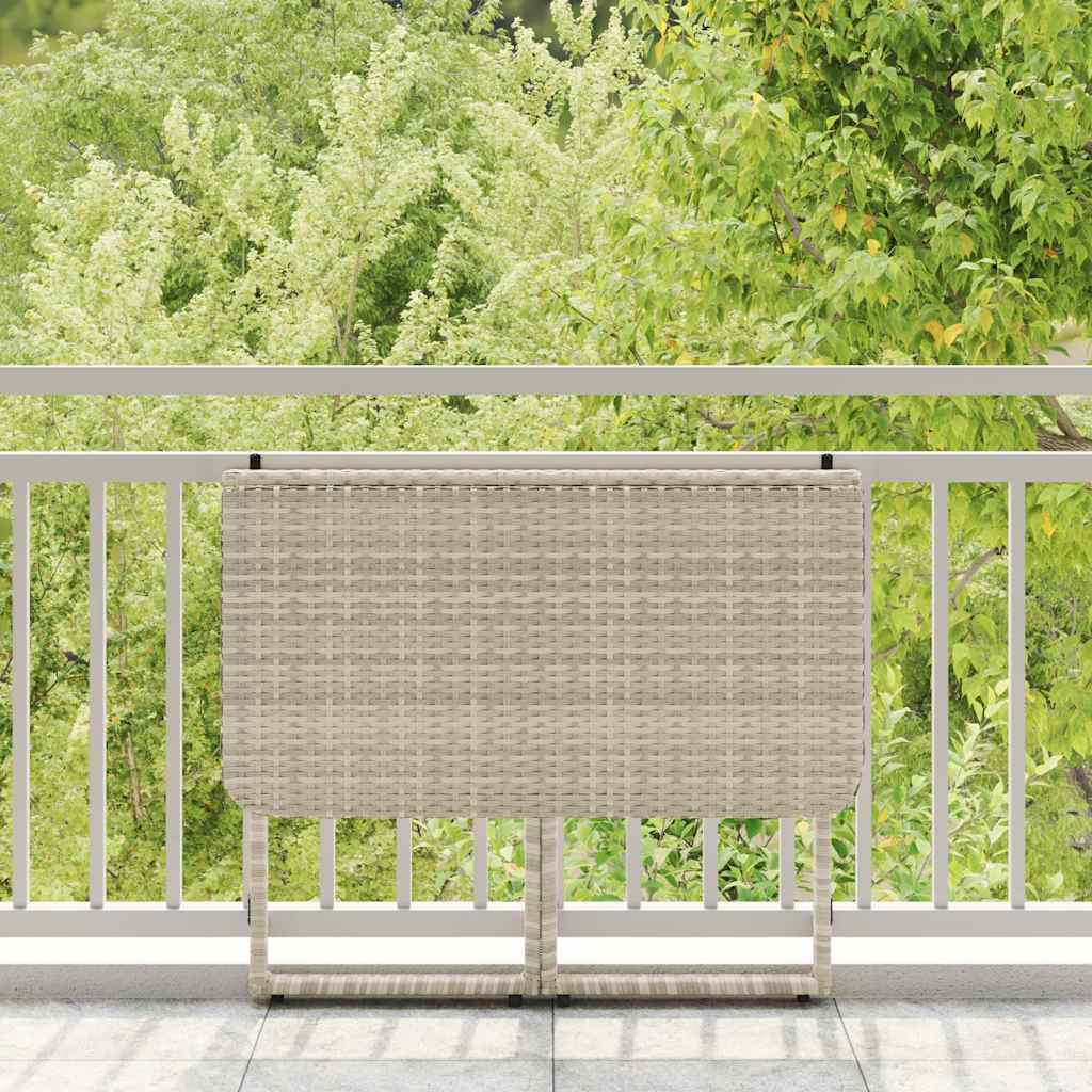 vidaXL Tavolo Giardino Pieghevole Grigio Chiaro 90x51x75 cm Polyrattan
