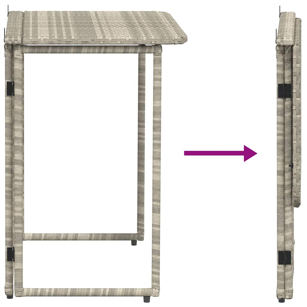 Tavolo Giardino Pieghevole Grigio Chiaro 90x51x75 cm Polyrattan 4108258