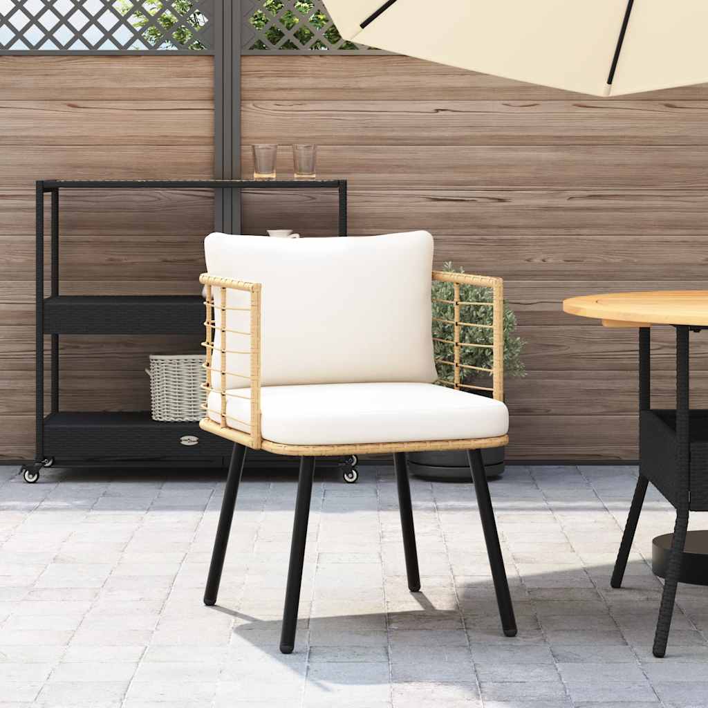Sedia da Giardino con Cuscini Naturale in Polyrattan 4108260