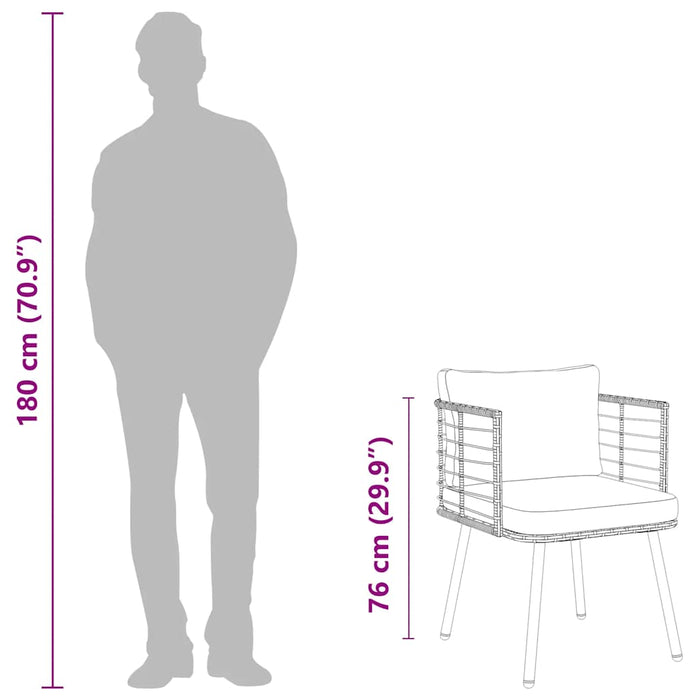 Sedia da Giardino con Cuscini Naturale in Polyrattan 4108260