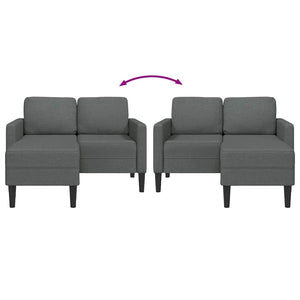 Divano 2 Posti con Chaise a L Grigio Scuro 125 cm in Tessuto