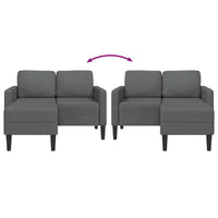 Divano a 2 posti con chaise longue a L-Sofa 2 Posti grigio scuro 125 cm in tessuto