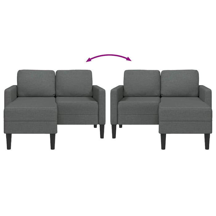 Divano a 2 posti con chaise longue a L grigio scuro 125 cm in tessuto 4107062