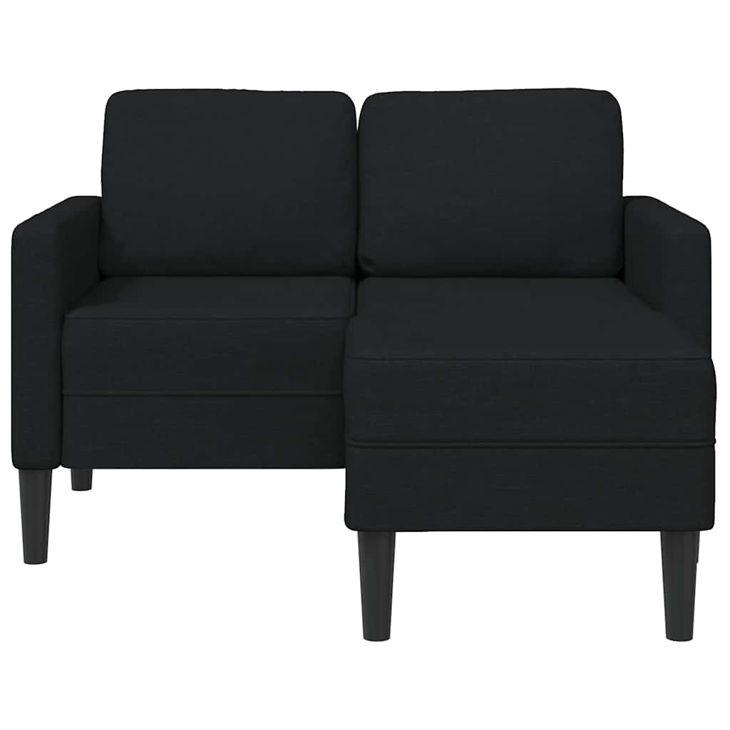Divano 2 Posti con Chaise longue a L-Sofa 2 Posti con Chaise Nera 125 cm in Tessuto