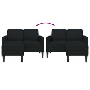 Divano 2 Posti con Chaise longue a L Nera 125 cm in Tessuto