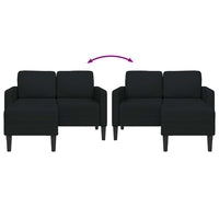 Divano 2 Posti con Chaise longue a L-Sofa 2 Posti con Chaise Nera 125 cm in Tessuto