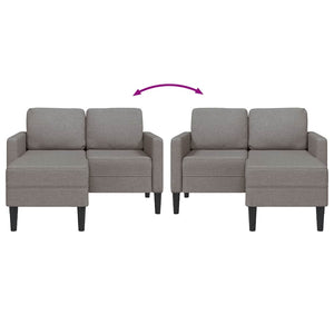 Divano 2 Posti con Chaise a L Tortora 125 cm in Tessuto 4107064